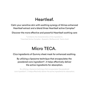 Gummy Sheet Mask Heartleaf Sticker - Zklidňující maska pro citlivou a problematickou pleť 1ks