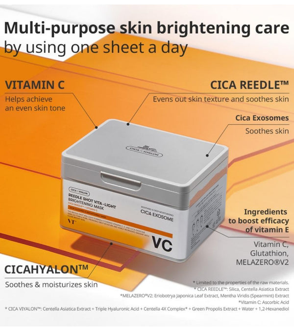 Reedle Shot Vita-Light Brightening Mask - Rozjasňující plátýnková maska s mikroneedling technologií 30ks/320g