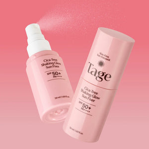 TAGE - Cica-Tree Shaking Glow Sun Fixer SPF 50+ PA++++ - Fixační SPF mlha na make-up s glow efektem a zklidňující péčí