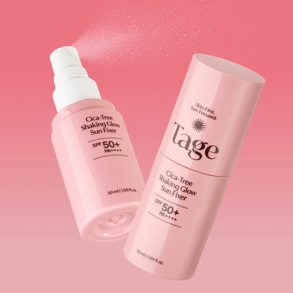 TAGE - Cica-Tree Shaking Glow Sun Fixer SPF 50+ PA++++ - Fixační SPF mlha na make-up s glow efektem a zklidňující péčí
