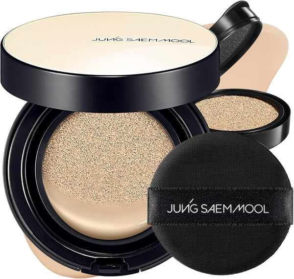 JUNG SAEM MOOL - Essential Skin Nuder Cushion Set - Rozjasňující make-up v houbičce  (+ náhradní náplň)