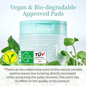 No.1 Centella Re-Leaf Green Toner Pads - Zklidňující dvouvrstvé tonizační tamponky s cica 70ks/190ml