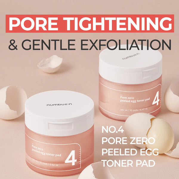 No.4 Pore Zero Peeled Egg Toner Pads - Čisticí a stahující pleťové tampony 70 ks/190ml