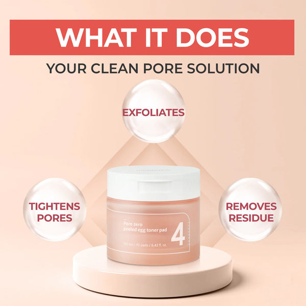No.4 Pore Zero Peeled Egg Toner Pads - Čisticí a stahující pleťové tampony 70 ks/190ml
