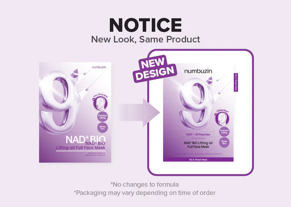 No.9 NAD+ BIO Lifting-sil Full Face Mask - Intenzivní liftingová plátýnková maska (4 ks + liftingový pásek)