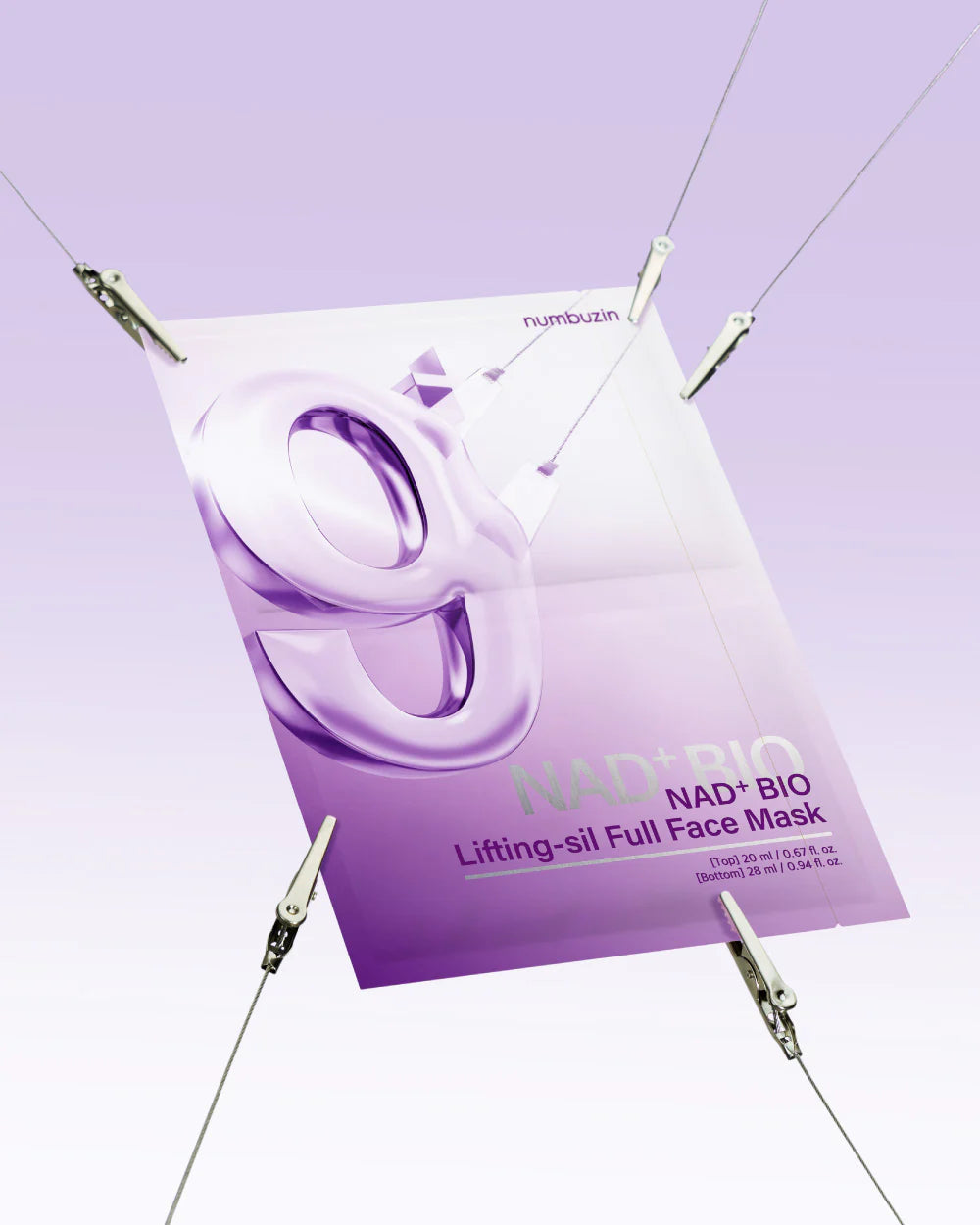 No.9 NAD+ BIO Lifting-sil Full Face Mask - Intenzivní liftingová plátýnková maska (4 ks + liftingový pásek)