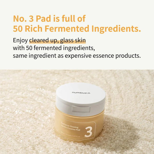No.3 Radiance Glowing Jumbo Essence Pads - Rozjasňující pleťové tamponky s esencí 70ks/1ř0ml