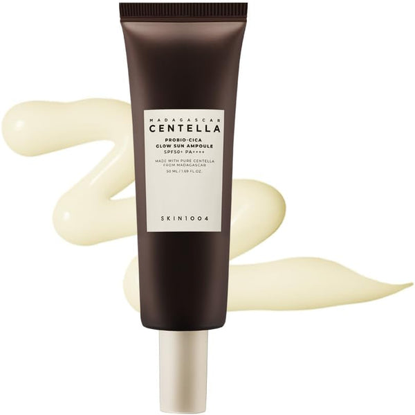 SKIN1004 – Madagascar Centella Probio-Cica Glow Sun Ampoule SPF50+ PA++++ - Zklidňující opalovací krém pro suchou pleť