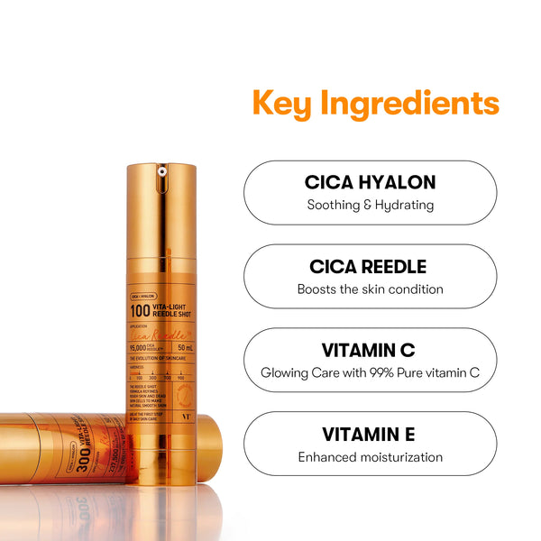 VT Cosmetics - Vita-Light Reedle Shot 100 - Mikrojehličkový rozjasňující booster s vitamíny pro sjednocení tónu pleti 50ml