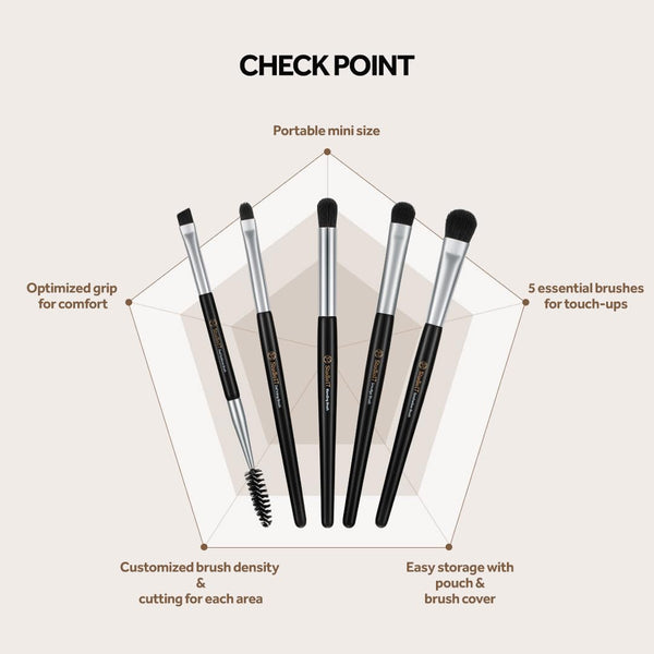 STUDIO17 - Eye Makeup Brush Set - Sada 5 štětců na líčení očí a obočí