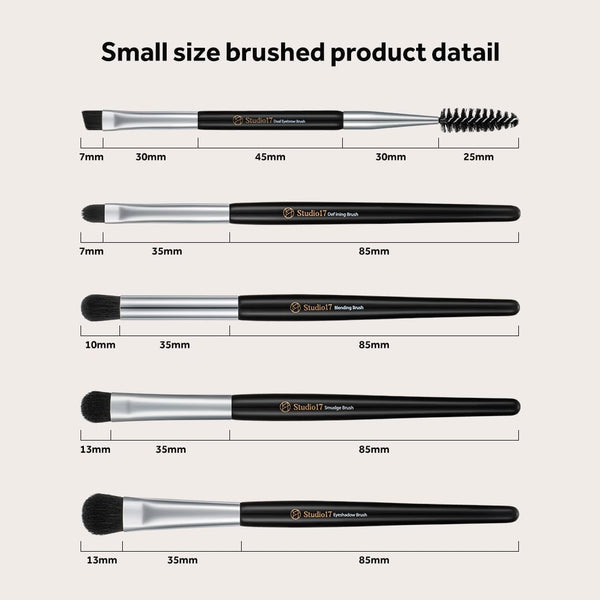 STUDIO17 - Eye Makeup Brush Set - Sada 5 štětců na líčení očí a obočí