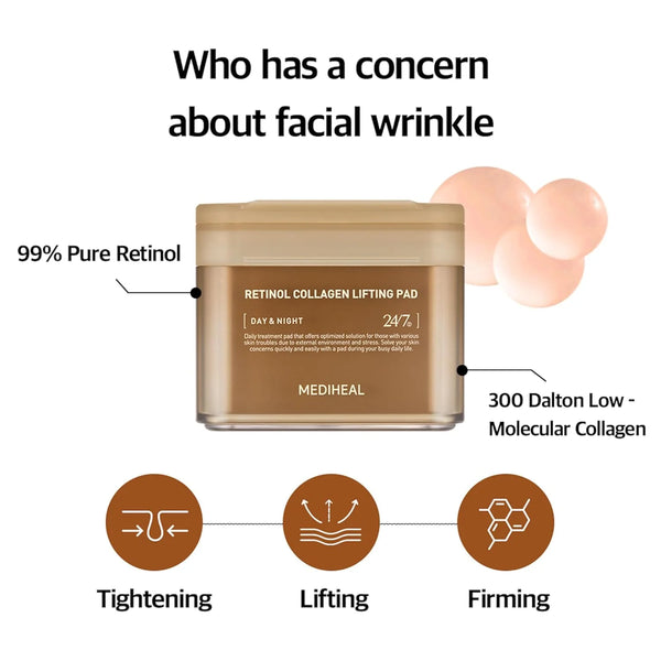Retinol Collagen Lifting Pad - Liftingové tonizační polštářky s retinolem a kolagenem 100ks/150ml