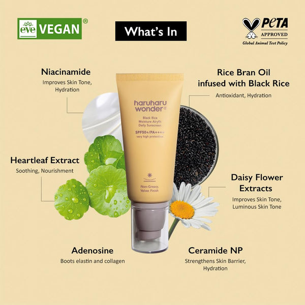 haruharu wonder – Black Rice Moisture Airyfit Daily Sunscreen SPF50+/PA++++ - Lehký hydratační SPF krém s černou rýží