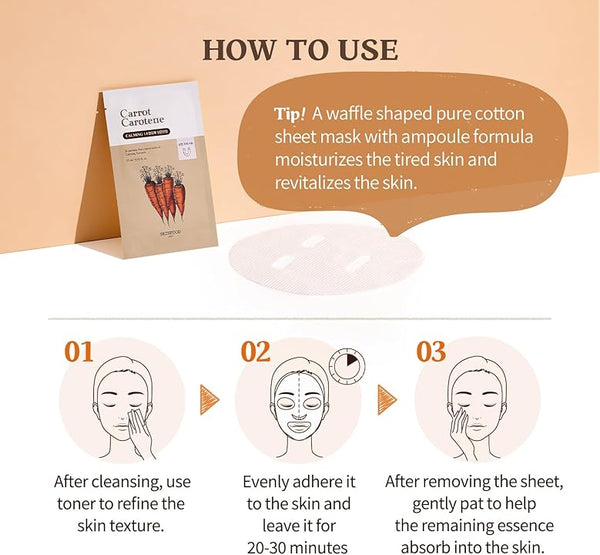 Carrot Carotene Mask - Zklidňující a hydratační textilní maska s beta-karotenem 1ks