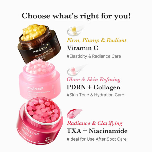 Medicube - PDRN Pink Collagen Capsule Cream - Rozjasňující krém s PDRN pro hydratovanou a sjednocenou pleť
