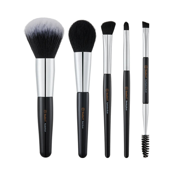 STUDIO17 - Portable Makeup Brush Set - Cestovní sada 5 štětců na líčení obličeje, očí a obočí