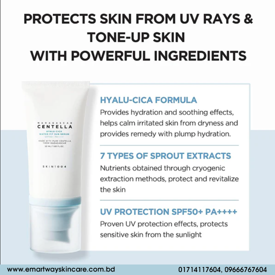 Madagascar Centella Hyalu-Cica Water-Fit Sun Serum SPF50+ PA++++ - Lehký hydratační krém s SPF 50ml