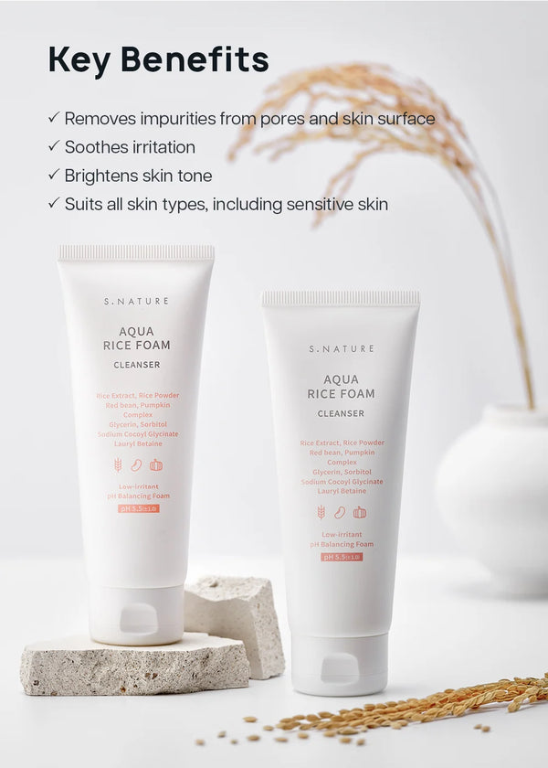 S.NATURE - Aqua Rice Foam Cleanser - Jemná čisticí pěna s rýžovým extraktem