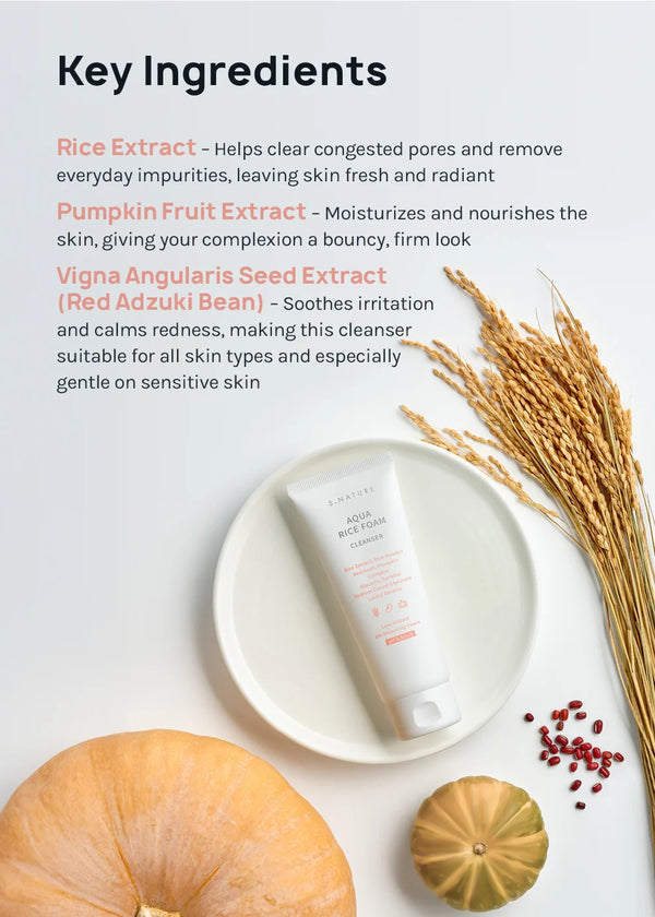 S.NATURE - Aqua Rice Foam Cleanser - Jemná čisticí pěna s rýžovým extraktem