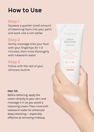 S.NATURE - Aqua Rice Foam Cleanser - Jemná čisticí pěna s rýžovým extraktem