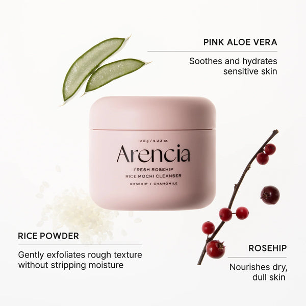 Arencia - Fresh Rosehip Rice Mochi Cleanser - Jemná čisticí pasta pro citlivou a suchou pleť