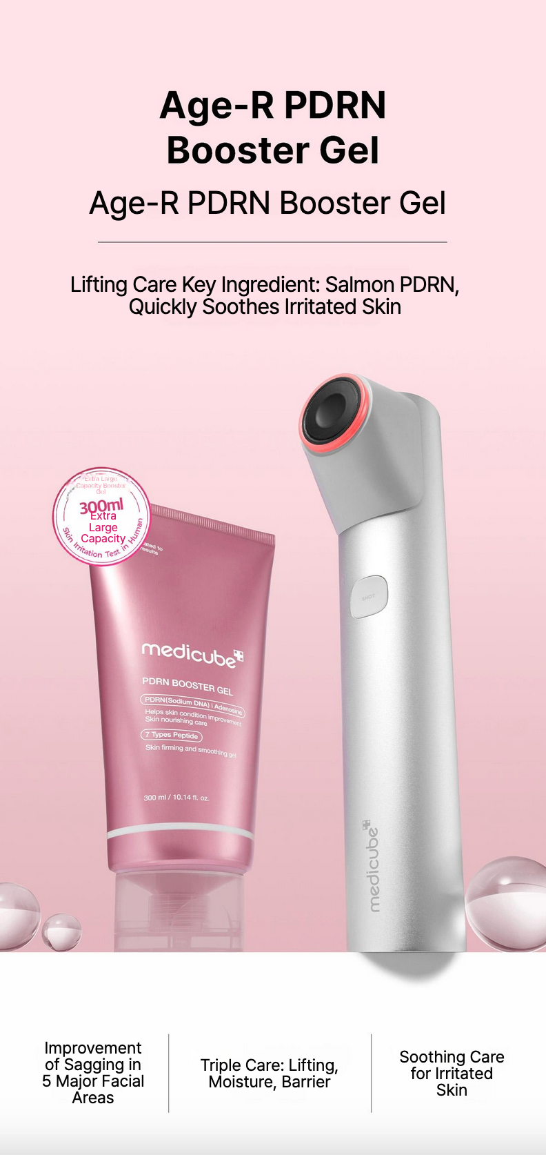 PDRN Booster Gel - Zpevňující a regenerační gelový booster s PDRN a peptidy 300ml