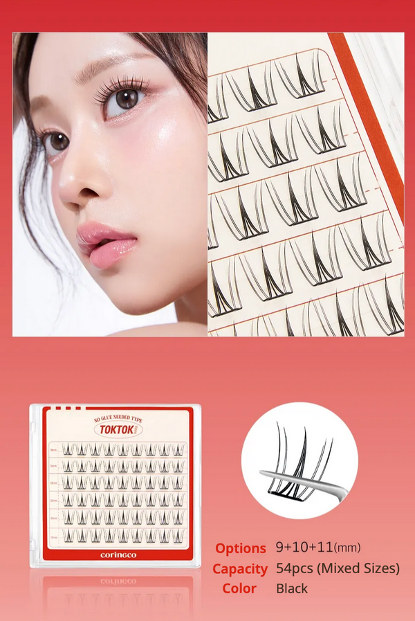 CORINGCO - Toktok Hara Eyelash No Glue - Cherry Coke - Samolepicí umělé řasy bez lepidla