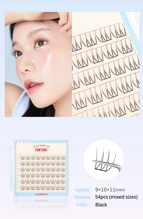 CORINGCO - Toktok Hara Eyelash No Glue - Pure - Hypoalergenní samolepicí umělé řasy