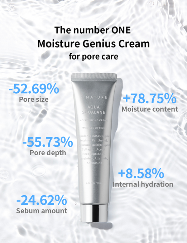S.NATURE - Aqua Squalane Moisturizing Cream - Lehký hydratační krém se skvalanem 60ml