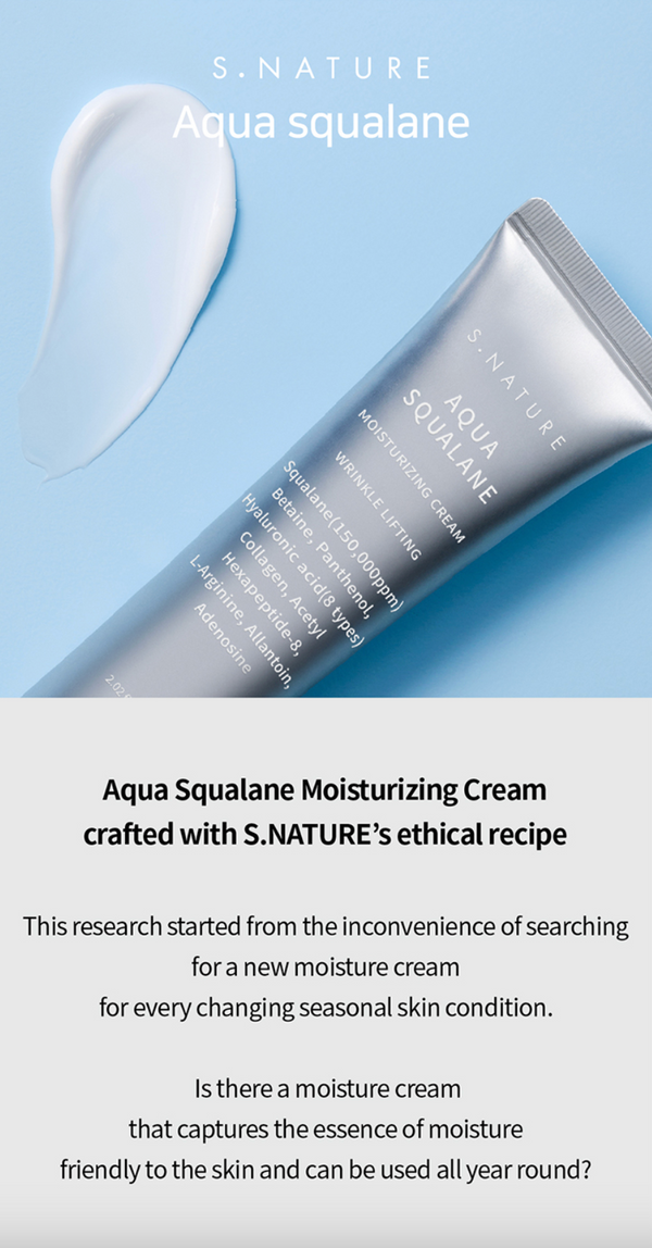 S.NATURE - Aqua Squalane Moisturizing Cream - Lehký hydratační krém se skvalanem 60ml