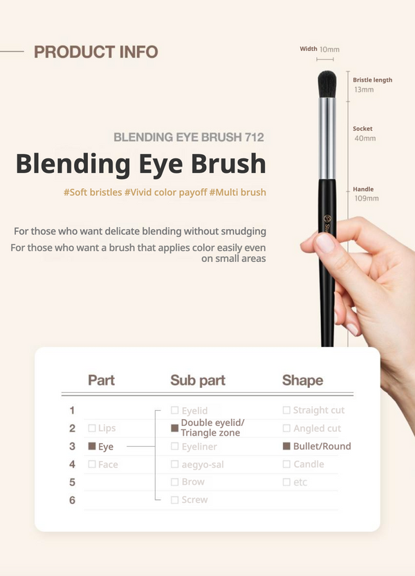 STUDIO17 - Blending Eye Brush 712 - Štětec na roztírání očních stínů pro jemné přechody
