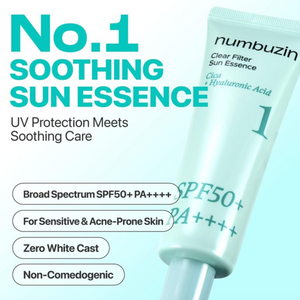 numbuzin - No.1 Clear Filter Sun Essence SPF50+ PA++++ - Lehká opalovací esence pro citlivou, mastnější a problematickou pleť