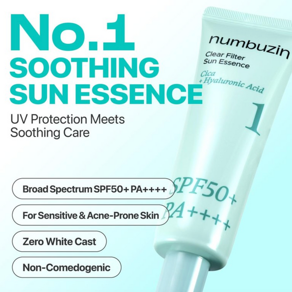 numbuzin - No.1 Clear Filter Sun Essence SPF50+ PA++++ - Lehká opalovací esence pro citlivou, mastnější a problematickou pleť