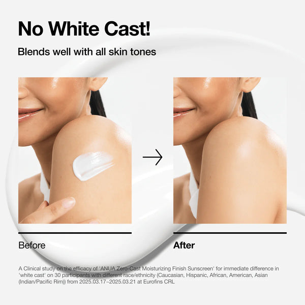 Anua - Zero-cast Moisturizing Finish Sunscreen SPF 50 - Lehký hydratační opalovací krém bez bílého filmu 50ml