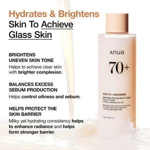 Rice 70 Glow Milky Toner - Hydratační a rozjasňující pleťové tonikum s rýží 250 ml