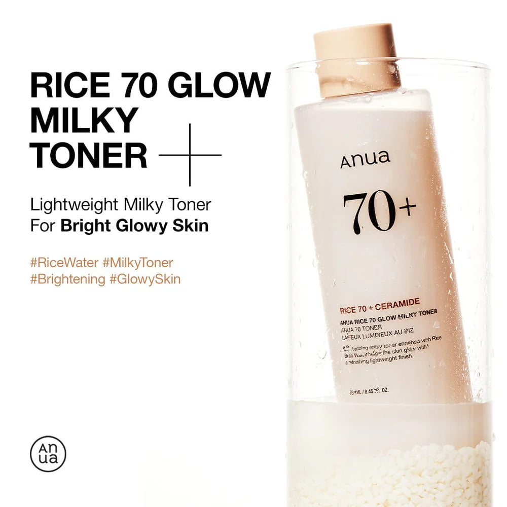 Rice 70 Glow Milky Toner - Hydratační a rozjasňující pleťové tonikum s rýží 250 ml