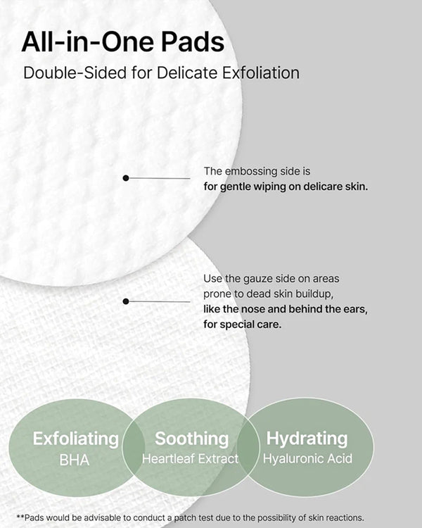 Jiwoogae Heartleaf BHA Peeling Pad - Exfoliační tamponky s BHA kyselinou pro hladkou a zklidněnou pleť 60ks/