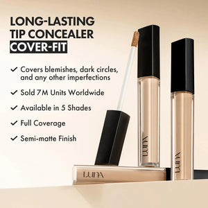 LUNA - Long Lasting Tip Concealer Cover-Fit - Dlouhotrvající tekutý korektor s vysokým krytím