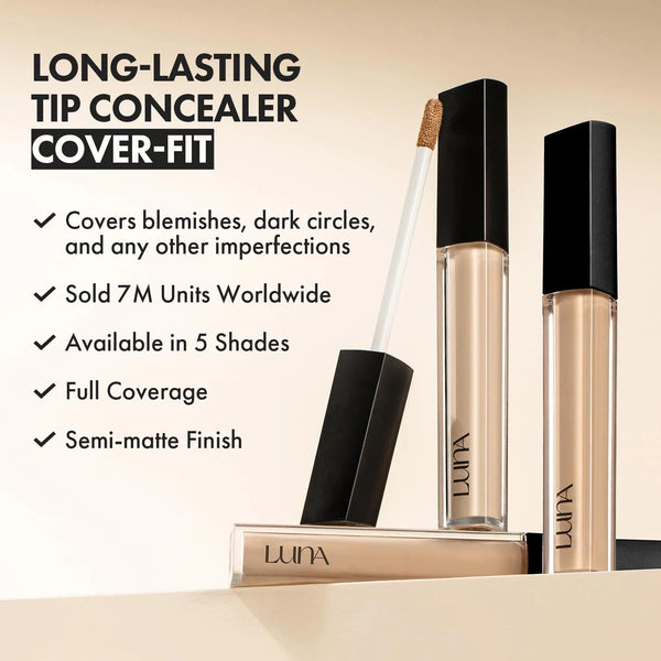 LUNA - Long Lasting Tip Concealer Cover-Fit - Dlouhotrvající tekutý korektor s vysokým krytím