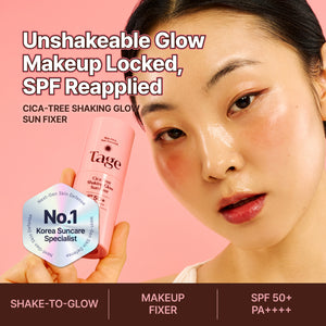 TAGE - Cica-Tree Shaking Glow Sun Fixer SPF 50+ PA++++ - Fixační SPF mlha na make-up s glow efektem a zklidňující péčí