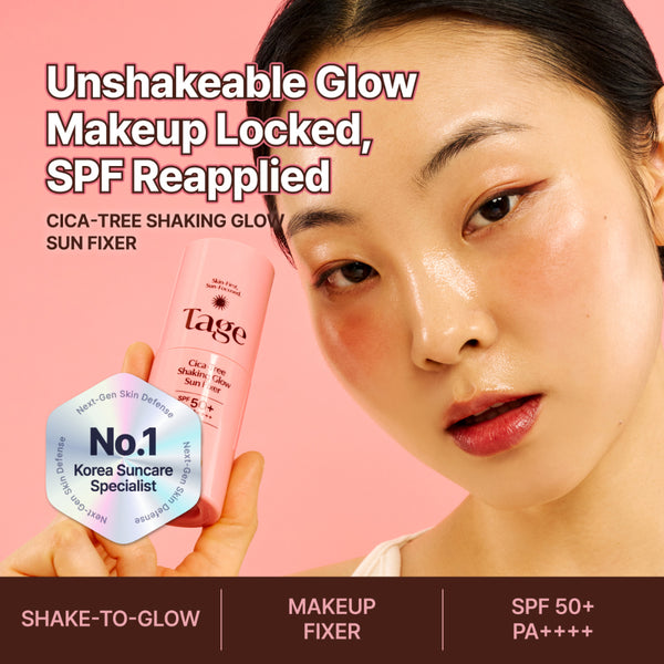 TAGE - Cica-Tree Shaking Glow Sun Fixer SPF 50+ PA++++ - Fixační SPF mlha na make-up s glow efektem a zklidňující péčí